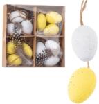  Hősvéti Tojás Műanyag 12 Db, 50 Mm Dobozban Mix, Fehér, Sárga