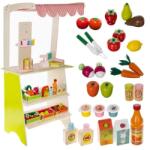 Kruzzel 25 részes fa gyerek piaci stand kasszával, mérleggel, gyümölcsökkel (00024888)