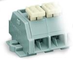 Wago 4-conductor terminal strip; 12-pole; on one side with push-buttons; with fixing flanges; for screw or similar mounting types; Fixing hole 3.2 mm Ø; 2.5 mm2; CAGE CLAMP®; 2, 50 mm2; gray (261-212/332-0