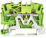 Wago 2-conductor ground terminal block; 2.5 mm2; with test port; side and center marking; for DIN-rail 35 x 15 and 35 x 7.5; Push-in CAGE CLAMP®; 2, 50 mm2; green-yellow (2202-1207)