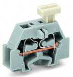 Wago Space-saving, 2-conductor end terminal block; on one side with push-button; without protruding snap-in mounting foot; for terminal strips with snap-in mounting feet; 2.5 mm2; CAGE CLAMP®; 2, 50 mm2; g