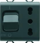 Gewiss Priza cu protectie - 2P+E 16A P17/P11 - WITH Siguranta automata 1P+N 16A - 230V ac - 2 MODULES - BLACK - CHORUS (GW12311)