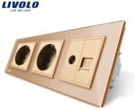 Livolo Priza tripla Schuko + Schuko + Tv-Calculator Alb (VL-C7C2EU/VL-C791VC-11)