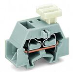 Wago 4-conductor terminal block; on one side with push-button; with fixing flange; for screw or similar mounting types; Fixing hole 3.2 mm Ø; 2.5 mm2; CAGE CLAMP®; 2, 50 mm2; gray (261-331/332-000)