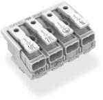 Wago Lighting connector; push-button, external; for Linect®; without ground contact; 1/L´-2/L-PE-N; 4-pole; Cod. A; Lighting side: for solid conductors; Inst. side: for all conductor types; max. 2.5 mm2; S
