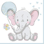 POL-MAK Baby elefánt Blue Balloon szalvéta 20 db-os 33x33 cm PKK045996 (PKK045996)