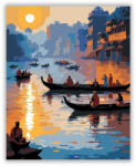  Varanasi Hajnal a Gangesz Partján - számfestő készlet