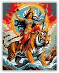 Számfestő Durga Istennő Tigris Hátán - számfestő készlet (crea6719)