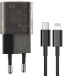 XO CE05 Clear hálózati töltő 1xUSB-A és 1xUSB-C csatlakozással + USB-C - Lightning kábellel PD QC3.0 30W - barna