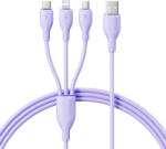 Baseus One-for-Three USB-A - Type-C/Lightning/micro USB kábel 3.5A 1.3m - lila