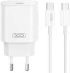 XO CE25 hálózati töltő 1xUSB-C csatlakozással + USB-C - USB-C kábellel PD 25W - fehér
