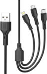 XO NB230 USB-A - Type-C/Lightning/micro USB kábel 2.4A 1m - fekete