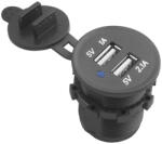 LTC autós töltő fedéllel 2xUSB-A csatlakozással - fekete