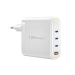 WIWU Wi-U020 hálózati töltő 1xUSB-A és 3xUSB-C csatlakozással 120W GaN - fehér