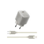 WIWU Wi-U017 Jello hálózati töltő 1xUSB-C csatlakozással + Type-C - Lightning kábel 30W GaN