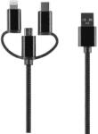 Setty USB-A - Type-C/Lightning/micro USB kábel 2A 1m - fekete
