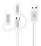 Forever USB-A - Type-C/Lightning/micro USB kábel 1.5A 1m - fehér