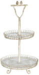 Clayre & Eef Platou 2 etajere fier alb antichizat 36x65 cm (5Y0728) Tava