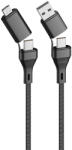Forever Core 4 az 1-ben USB-A/USB-C - USB-C /microUSB kábel 1, 2m 3A - fekete