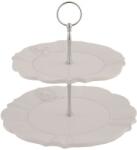 Clayre & Eef Platou ceramica alb 2 etaje Elegance Ø 21 cm x 23 cm (6CE0276) Tava