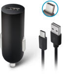 Forever M02 autós töltő 2xUSB-A csatlakozással + USB-C kábel 2A - fekete