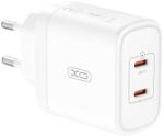 XO CE08 hálózati töltő 2xUSB-C csatlakozással PD 50W - fehér
