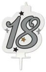 Javoli Happy Birthday Silver Milestone tortagyertya, számgyertya 18-as (PNN95627)