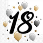 Javoli Happy Birthday 18 Milestone szalvéta 20 db-os 33x33 cm (PNN88864)