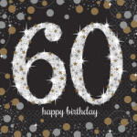 Javoli Happy Birthday 60 Gold szalvéta 16 db-os 33x33 cm (DPA511547)