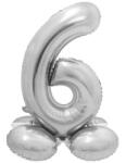  Ezüst 6-os Silver szám fólia lufi talppal 72 cm (MLG145946)