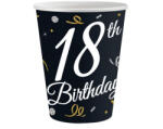 Javoli Happy Birthday 18 B&C papír pohár 6 db-os 200 ml (MLG151138)