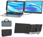  Hordozható LED monitor laptophoz, 14 hüvelykes Full HD képernyő, kompatibilis a 13 - 17 hüvelykes kijelzőkkel, 180 fokos forgatás, kompatibilis iOS, Android, Windows, Mac rendszerekkel, USB-C (D-E-1-2