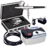 TC TECHNIC Komplett modellező és testfestő airbrush készletet minőségi bőröndben HS08-3AC-SKA