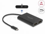 Delock USB Type-C - 2x DisplayPort adapter 20cm fekete (64308)