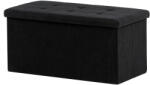  AUTRONIC Tárolós puff, fekete kordbársony, 37×77×38 cm
