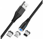 Maxlife Cablu Incarcare Maxlife USB-A - Lightning / microUSB / USB-C MXUC-02 3in1 18W 1m Negru