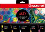 STABILO Pen 68 x 11 szín, Point 88 x 12 szín, Pen 68 Ecset x 11 szín, PointMax x 12 szín, Pen 68 Max x 9 szín, 55 db / készlet, Arty karton tok (SW776320)