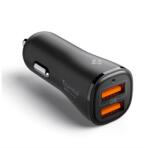 Spigen ESSENTIAL autós töltő 2 USB aljzat (30W, PD gyorstöltő 3.0) FEKETE ACP08700 (ACP08700)