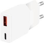 LogiLink Dual-USB GaN töltő, 1x USB-C (PD), 1x USB-A (QC), 20 W, fehér (PA0346) (PA0346)