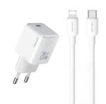 USAMS hálózati töltő Type-C aljzat (20W, PD gyorstöltő 3.0 + Type-C - lightning kábel) FEHÉR YXXLOGTC03 (YXXLOGTC03)