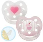 Baby-Nova Suzeta din silicon cu inel Baby-Nova - marimea 1, inimă și cupcake, 2 bucăți (28220)
