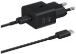 Samsung hálózati töltő Type-C aljzat (25W, GaN, PD gyorstöltő + Type-C kábel) FEKETE EP-T2510EBE (EP-T2510EBE)