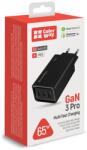 ColorWay USB töltő adapter, GaN3 Pro Power Delivery (USB-A + 2 USB TYPE-C) (65W) fekete (CW-CHS039PD-BK) (CW-CHS039PD-BK)