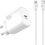 S-Link Hálózati töltő - SL-EC62PD (20W, QC4.0 Gyorstöltés, Type-C to Lightning, 100cm adat+töltőkábel, fehér) 36399 (36399)