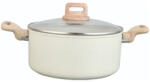 Voltz Oala cu capac Voltz Nice OV54418E24D, 24x15 cm, 6.5 L, Finisaj marmura, Inductie, Cream melange (OV54418E24D)