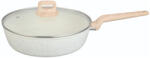 Voltz Tigaie adanca cu capac Voltz Nice OV54419E28CD, 28x6.8 cm, Finisaj marmura, Inductie, Cream melange (OV54419E28CD)