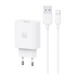 USAMS SC hálózati töltő USB aljzat (18W, PD gyorstöltő 3.0 + lightning kábel) FEHÉR SCXLTZ03 (SCXLTZ03)