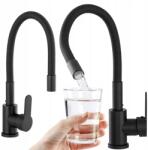 Gamma Konyhai Csaptelep, fekete, Flexibilis Kifolyócső, 360°, állítható magasság (BFX-2000bk)