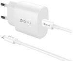 DEVIA ROCKET hálózati töltő Type-C aljzat (20W, PD gyorstöltő + lightning kábel) FEHÉR RLC-380_L (RLC-380_L)