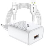 S-Link Hálózati töltő - SL-EC40T (1db USB, 5V/2.4A, 12W, Gyorstöltés, USB Type-C, 100cm adat+töltőkábel, fehér) 35309 (35309)